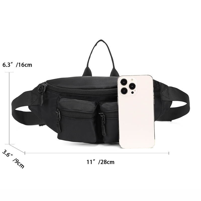 Men's Black Multi-Pocket Fanny Pack | Chest Bag