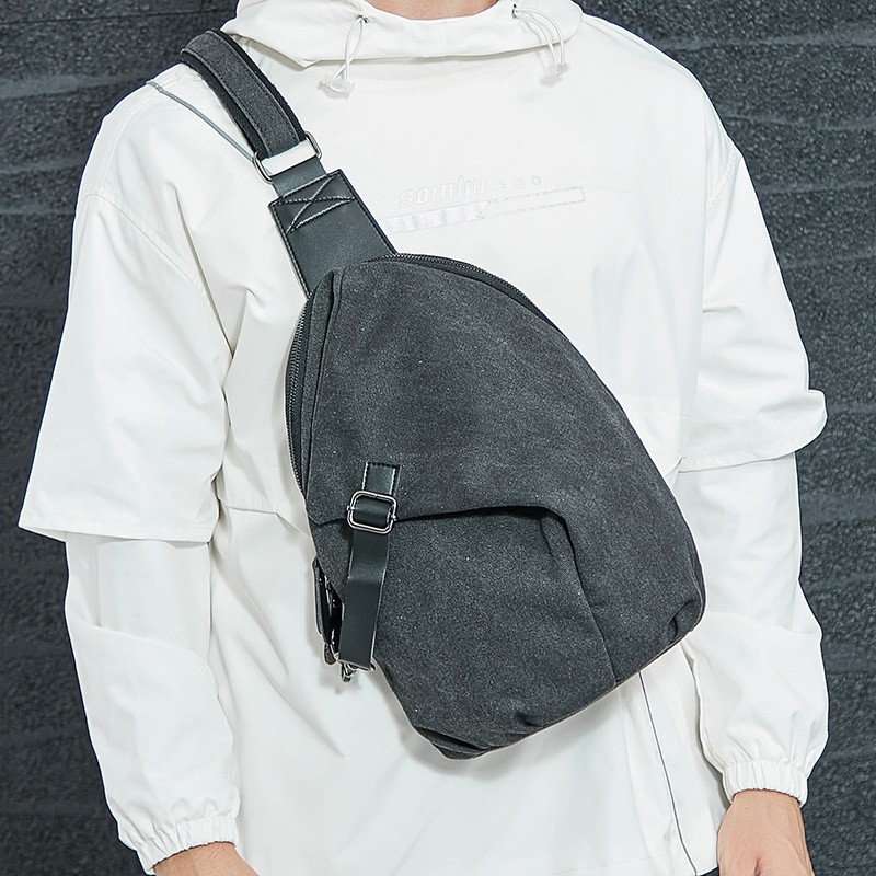 Men's Canvas Sling Bag - Crossbody Chest Pack