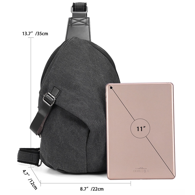 Men's Canvas Sling Bag - Crossbody Chest Pack