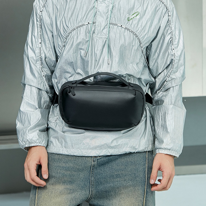 Matte Black Versatile Sling Bag with Top Handle