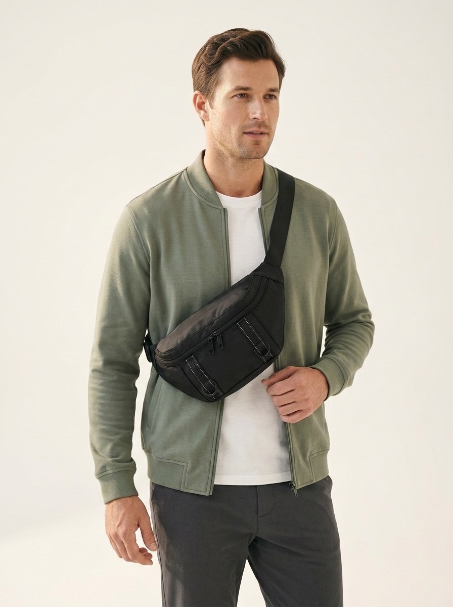 Men's Black Crossbody Sling Bag - Durable & Stylish