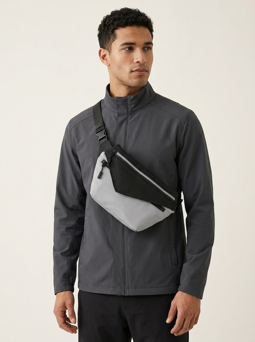 Sleek Two-Tone Fanny Pack - Modern Sling Chest Bag