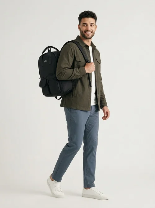 backpack with laptop pocket Diaper Sleeve theft pocket safeguards your stuff Stylish Multi-Pocket Laptop Backpack for