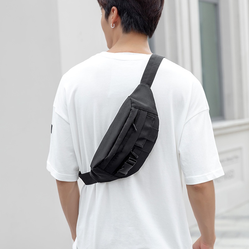 Men's Black Tactical Fanny Pack Chest Bag Sling Bag