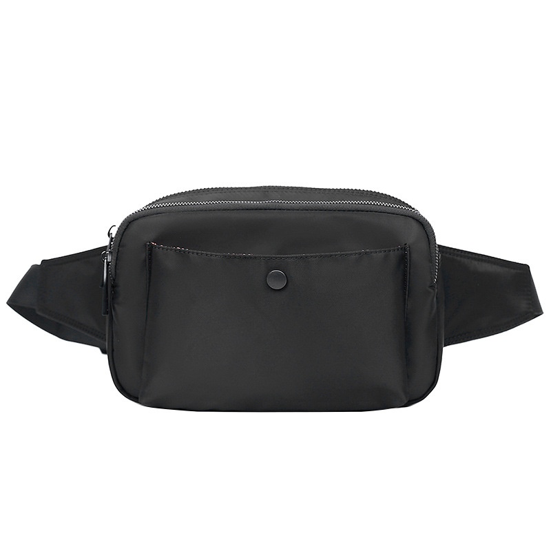 Sleek Black Crossbody Chest Bag - Modern Utility Pouch