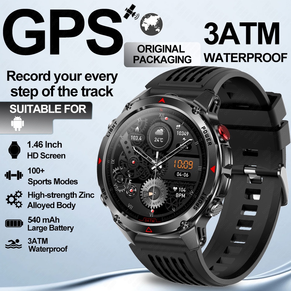 Robuste Outdoor-Smartwatch mit rundem HD-Display, GPS und Bluetooth-Anruffunktion
