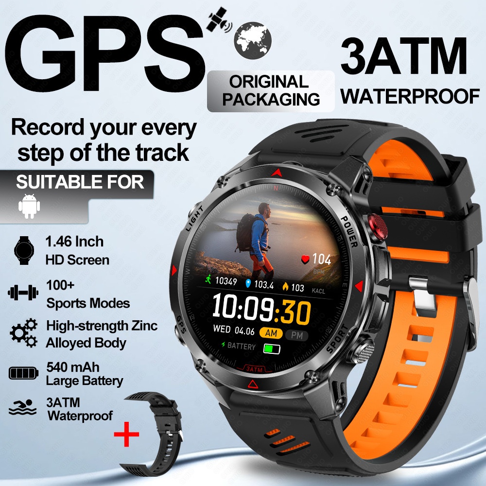 Robuste Outdoor-Smartwatch mit rundem HD-Display, GPS und Bluetooth-Anruffunktion