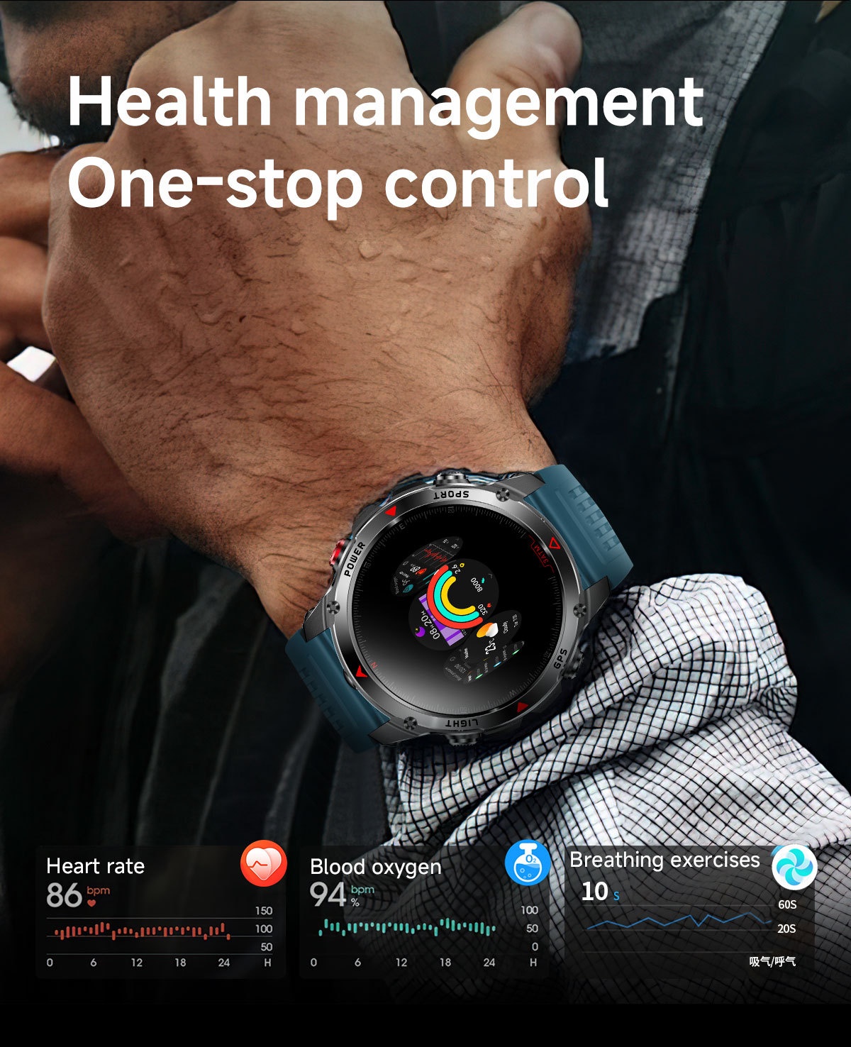Robuste Outdoor-Smartwatch mit rundem HD-Display, GPS und Bluetooth-Anruffunktion