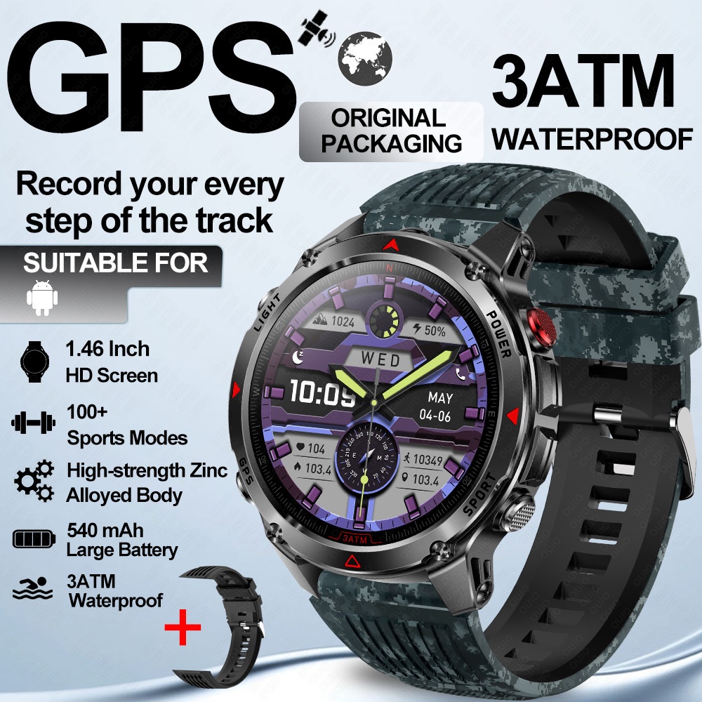 Robuste Outdoor-Smartwatch mit rundem HD-Display, GPS und Bluetooth-Anruffunktion