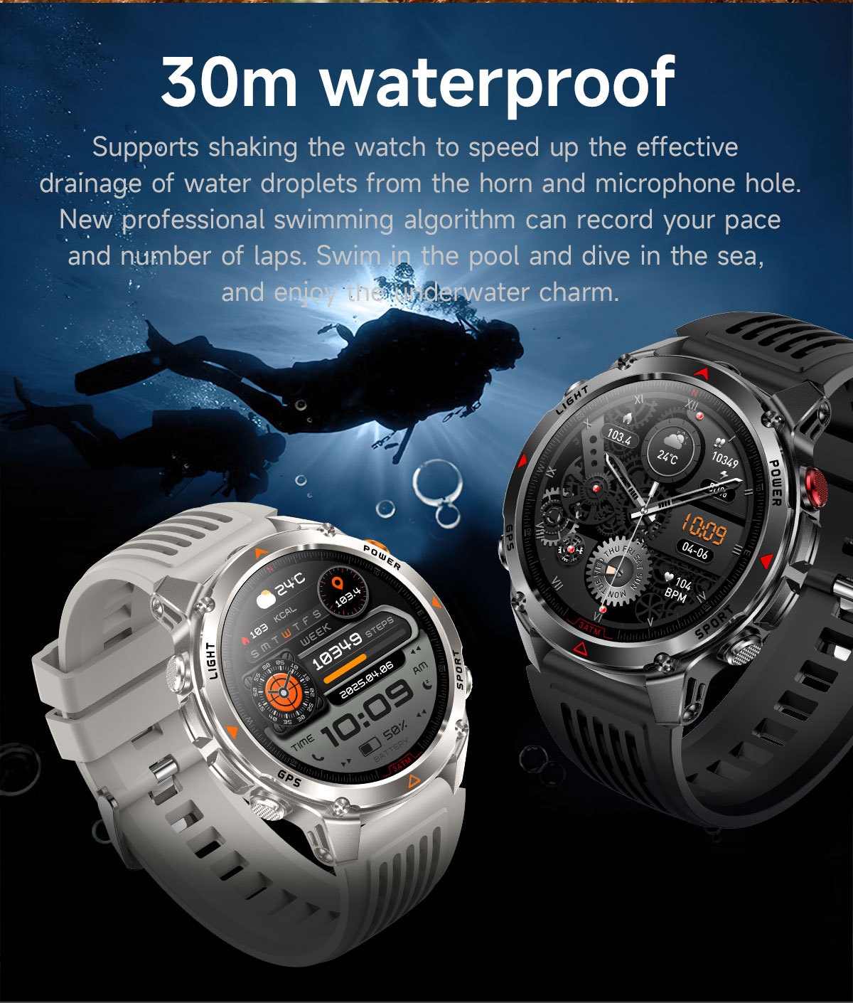 Robuste Outdoor-Smartwatch mit rundem HD-Display, GPS und Bluetooth-Anruffunktion