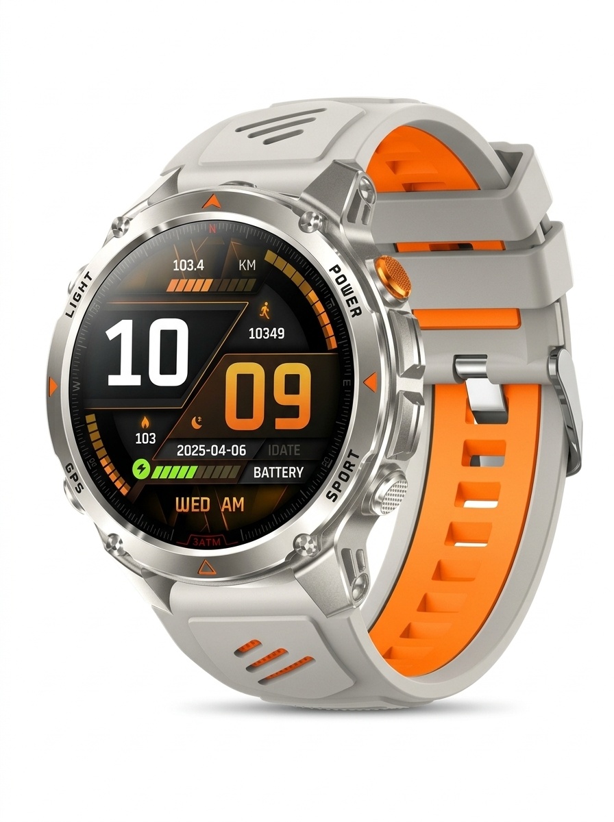Robuste Outdoor-Smartwatch mit rundem HD-Display, GPS und Bluetooth-Anruffunktion