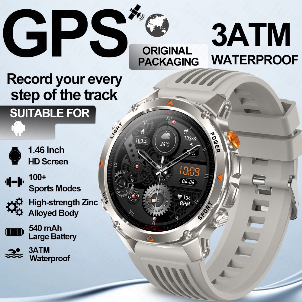 Robuste Outdoor-Smartwatch mit rundem HD-Display, GPS und Bluetooth-Anruffunktion