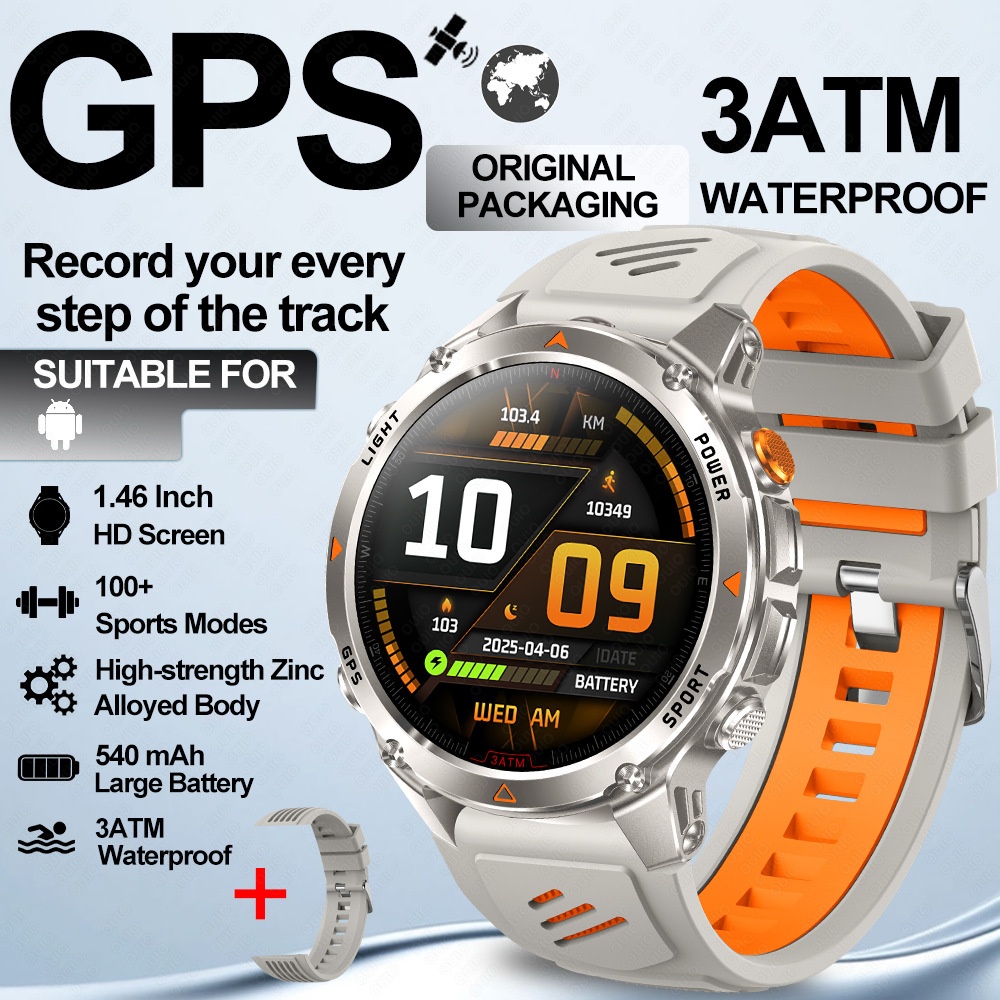 Robuste Outdoor-Smartwatch mit rundem HD-Display, GPS und Bluetooth-Anruffunktion