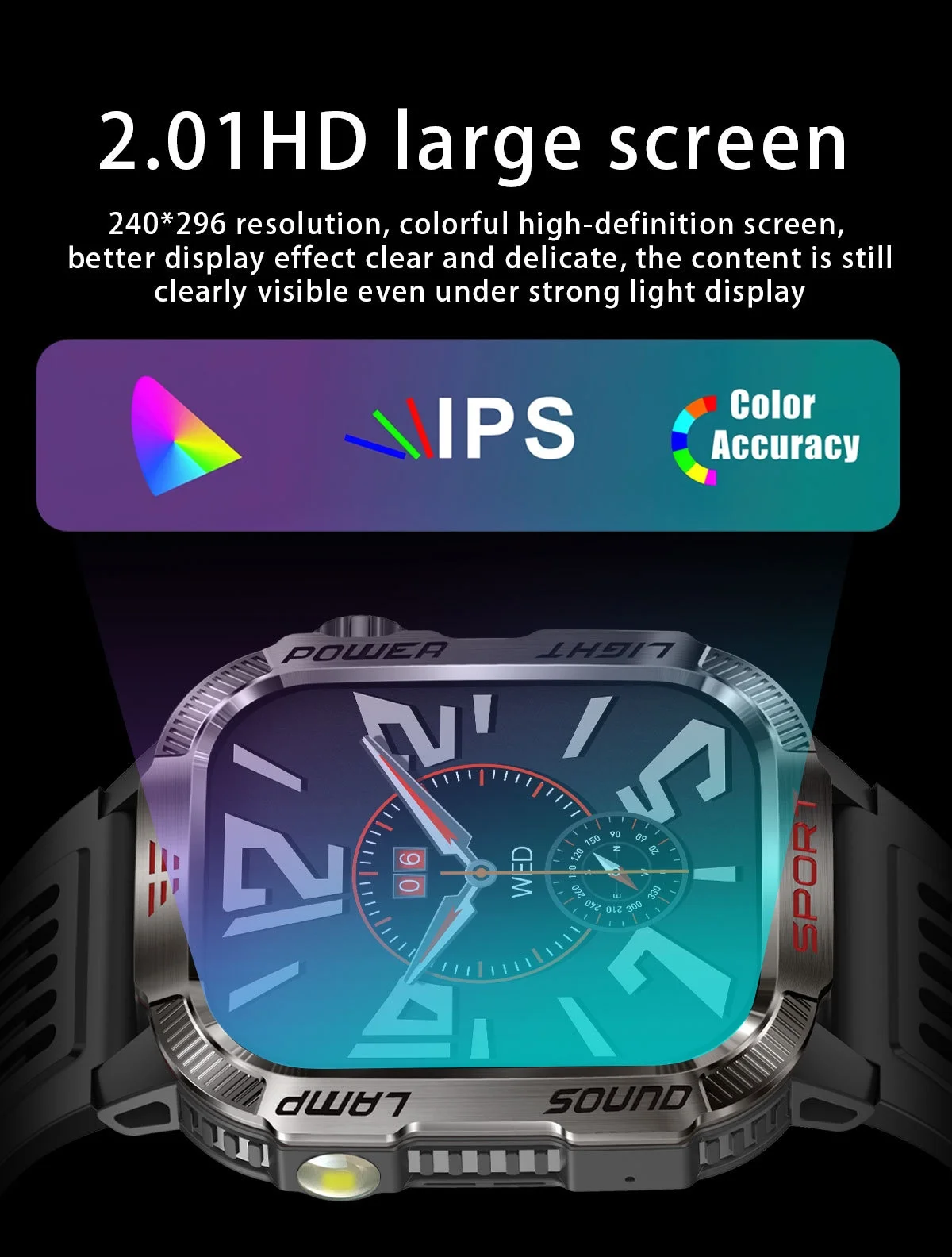 HT29 Rugged Smart Watch with Square AMOLED Display, GPS & Compass