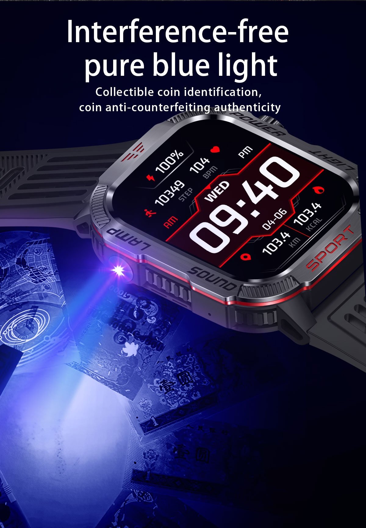 HT29 Rugged Smart Watch with Square AMOLED Display, GPS & Compass