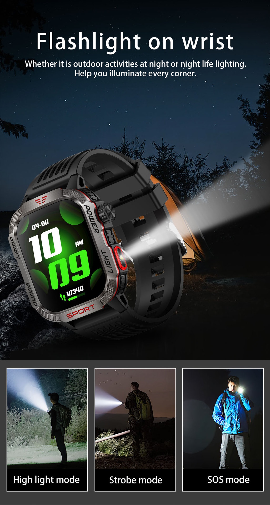 HT29 Rugged Smart Watch with Square AMOLED Display, GPS & Compass