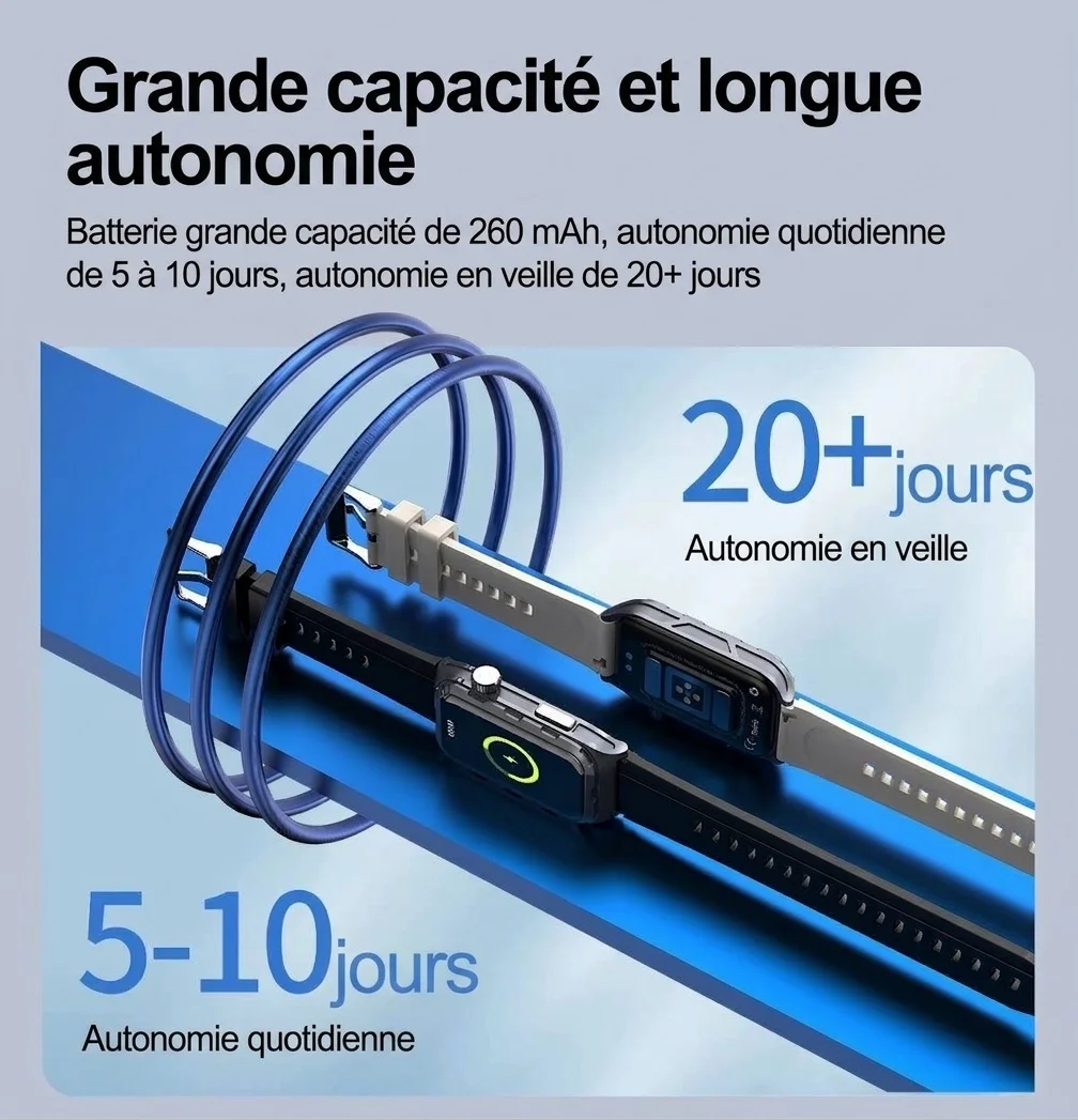 Montre connectée TK79 avec ECG, écran AMOLED rectangulaire et suivi de santé