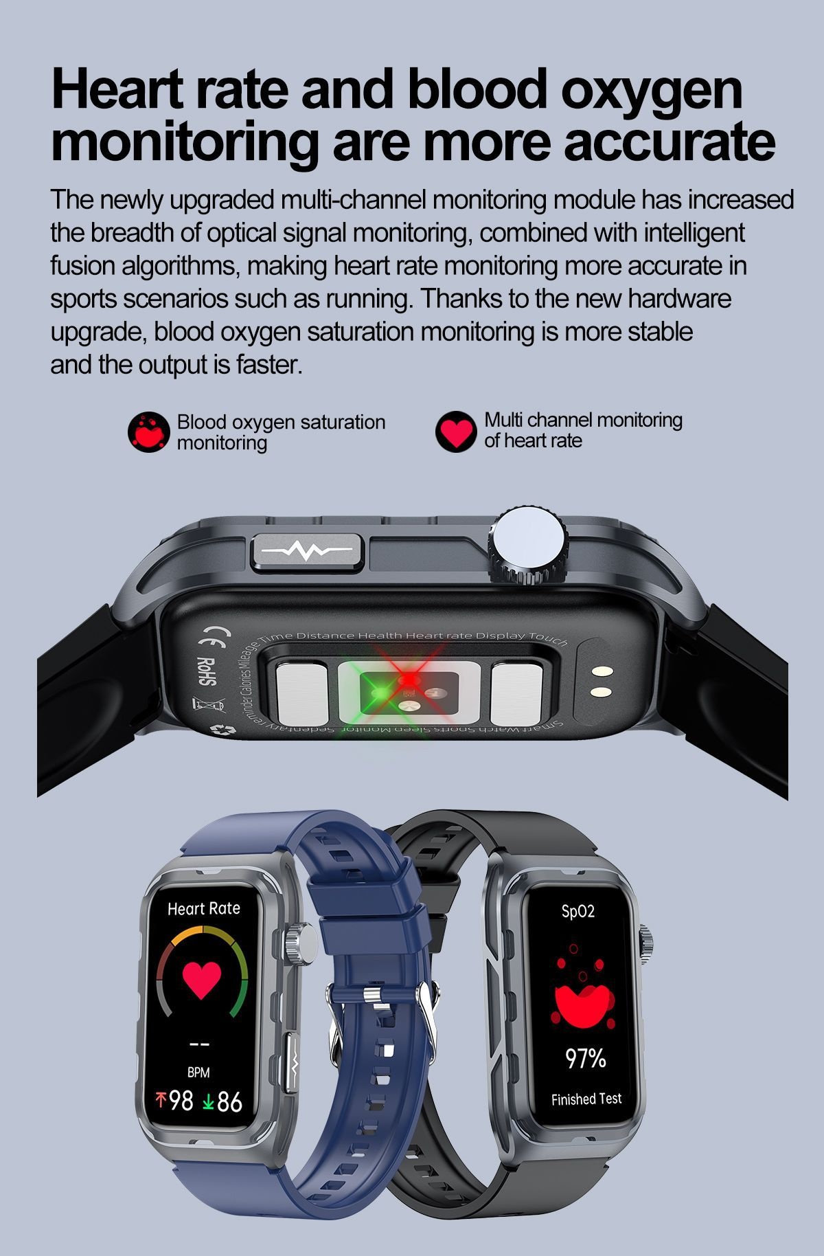 TK79 ECG Smart Watch with Rectangular AMOLED Display & Health Tracker