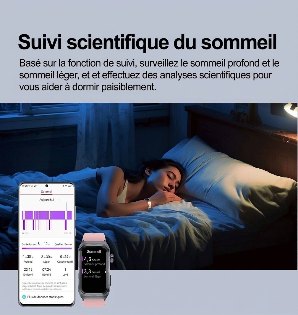 Montre connectée TK79 avec ECG, écran AMOLED rectangulaire et suivi de santé