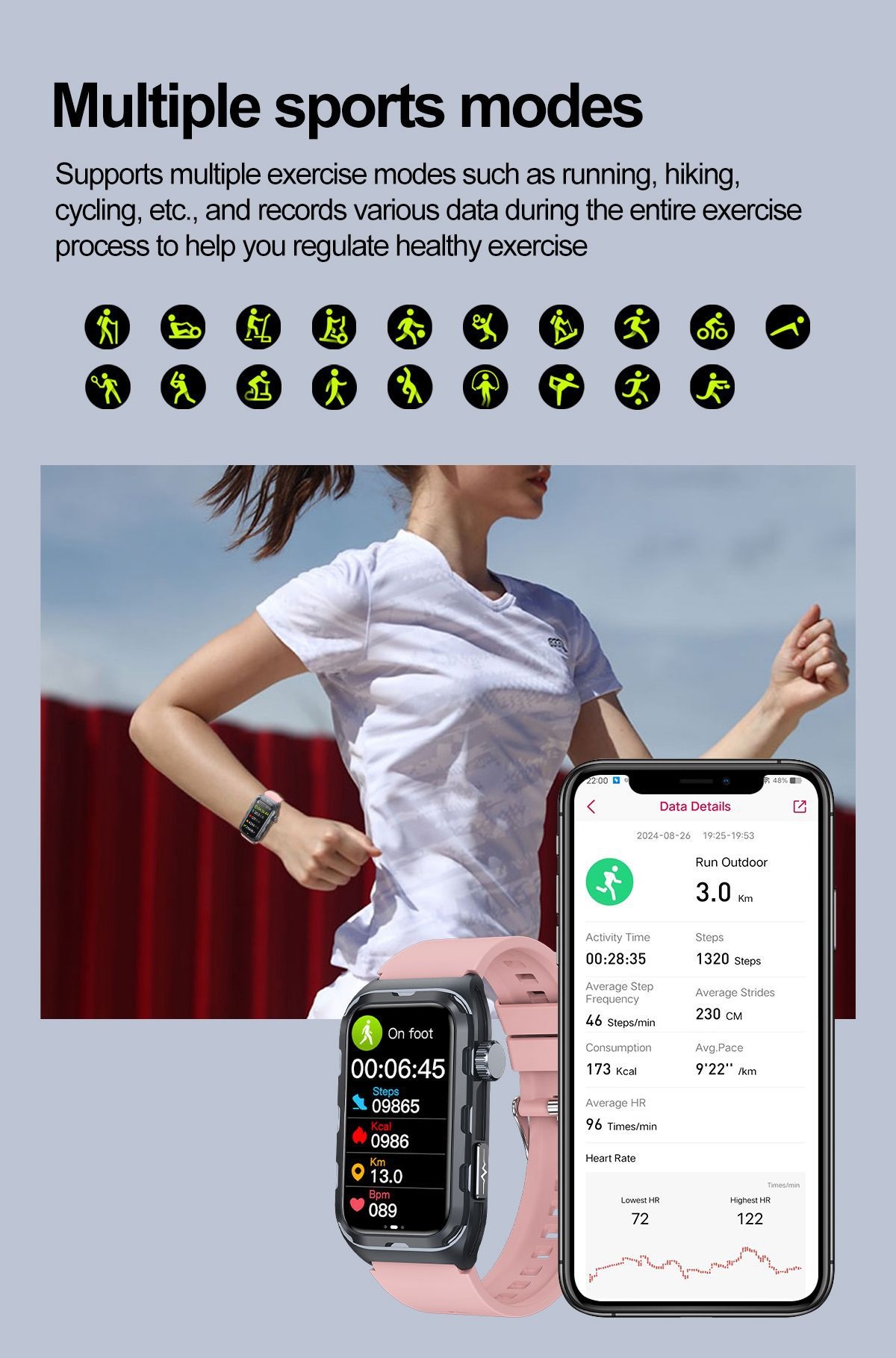 TK79 ECG Smart Watch with Rectangular AMOLED Display & Health Tracker