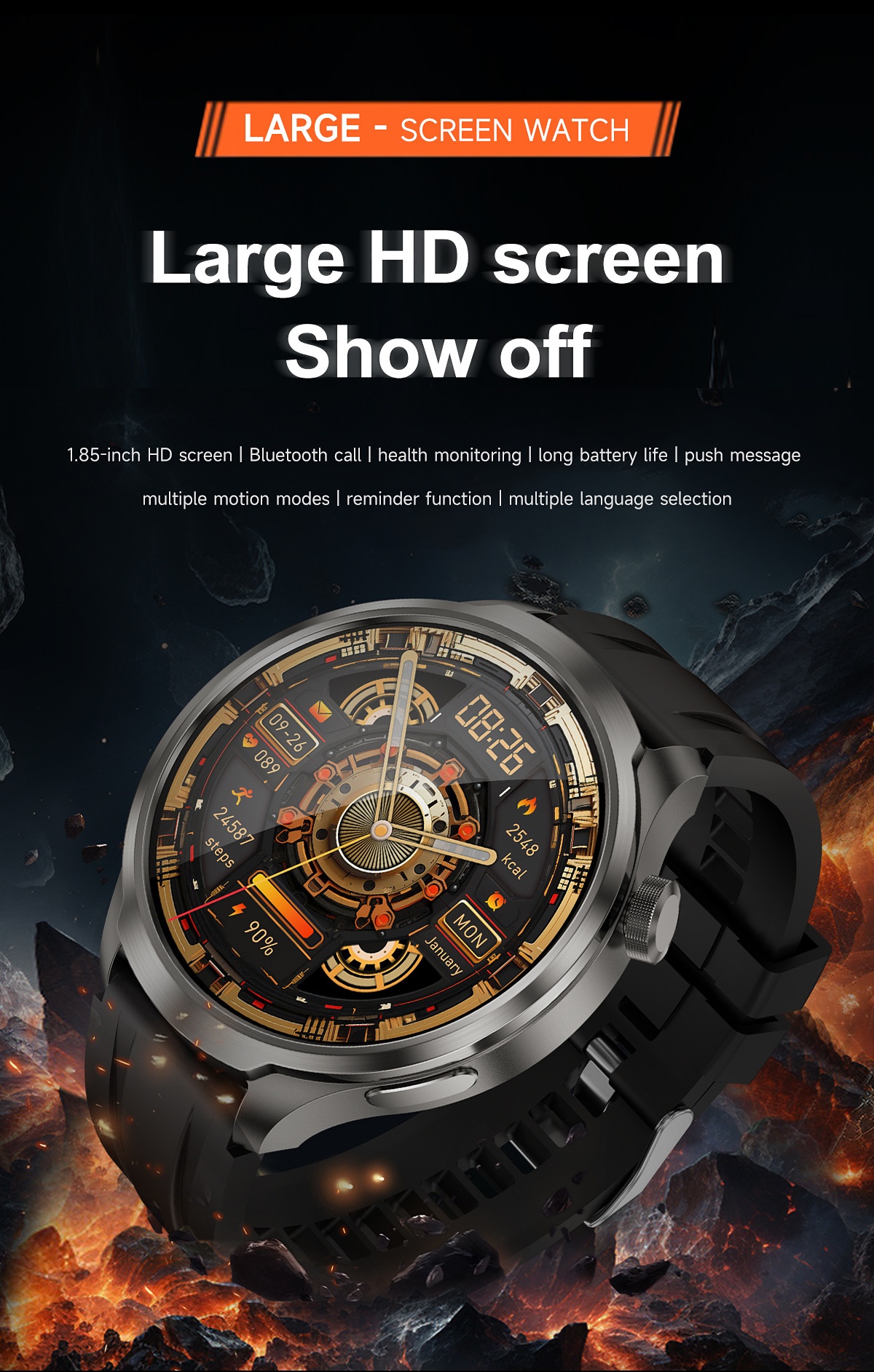1.85" Round HD Smart Watch with Bluetooth Calling & AI Voice Assistant