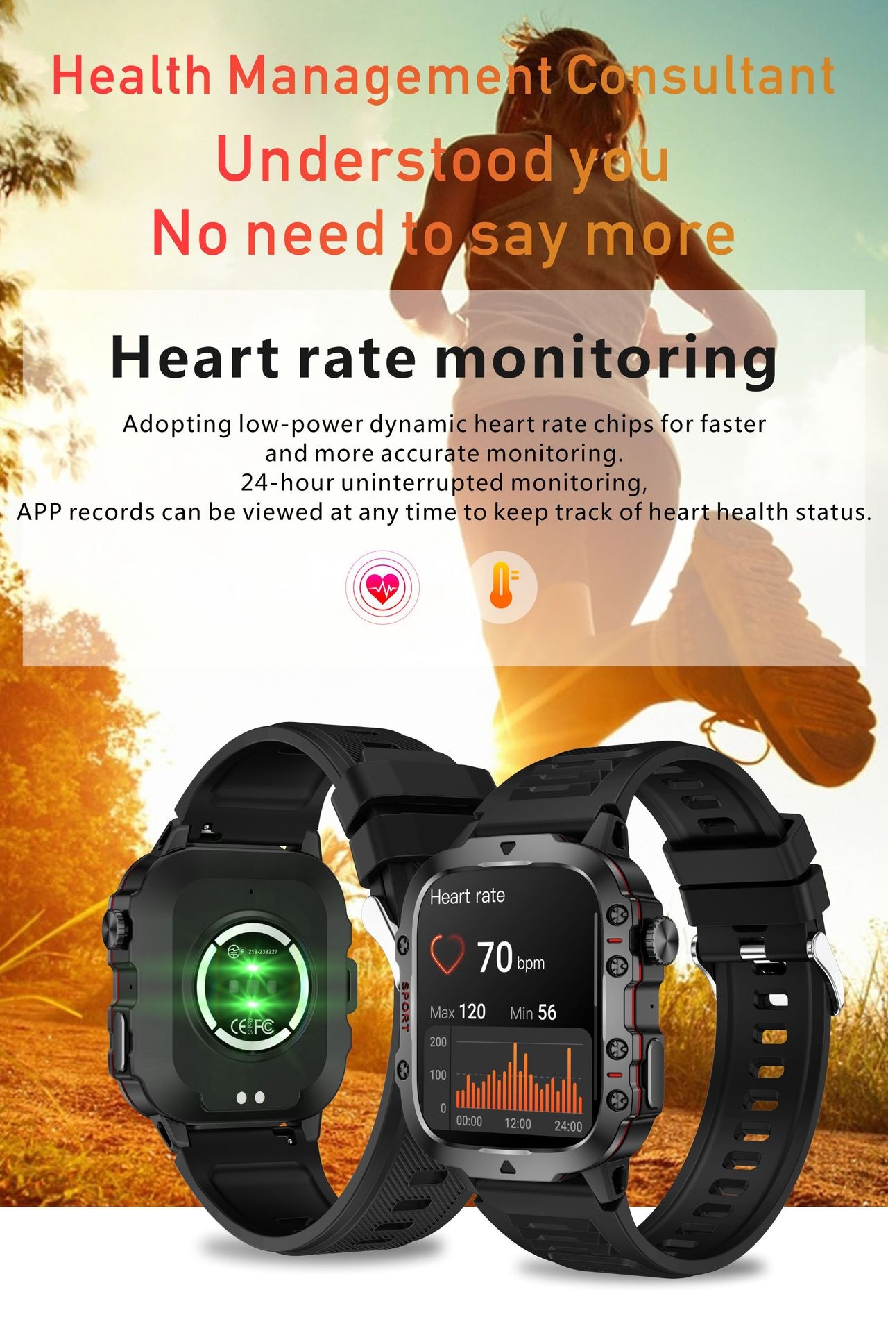 QX11 Rugged Smart Watch with Square Display, GPS & Bluetooth Calling