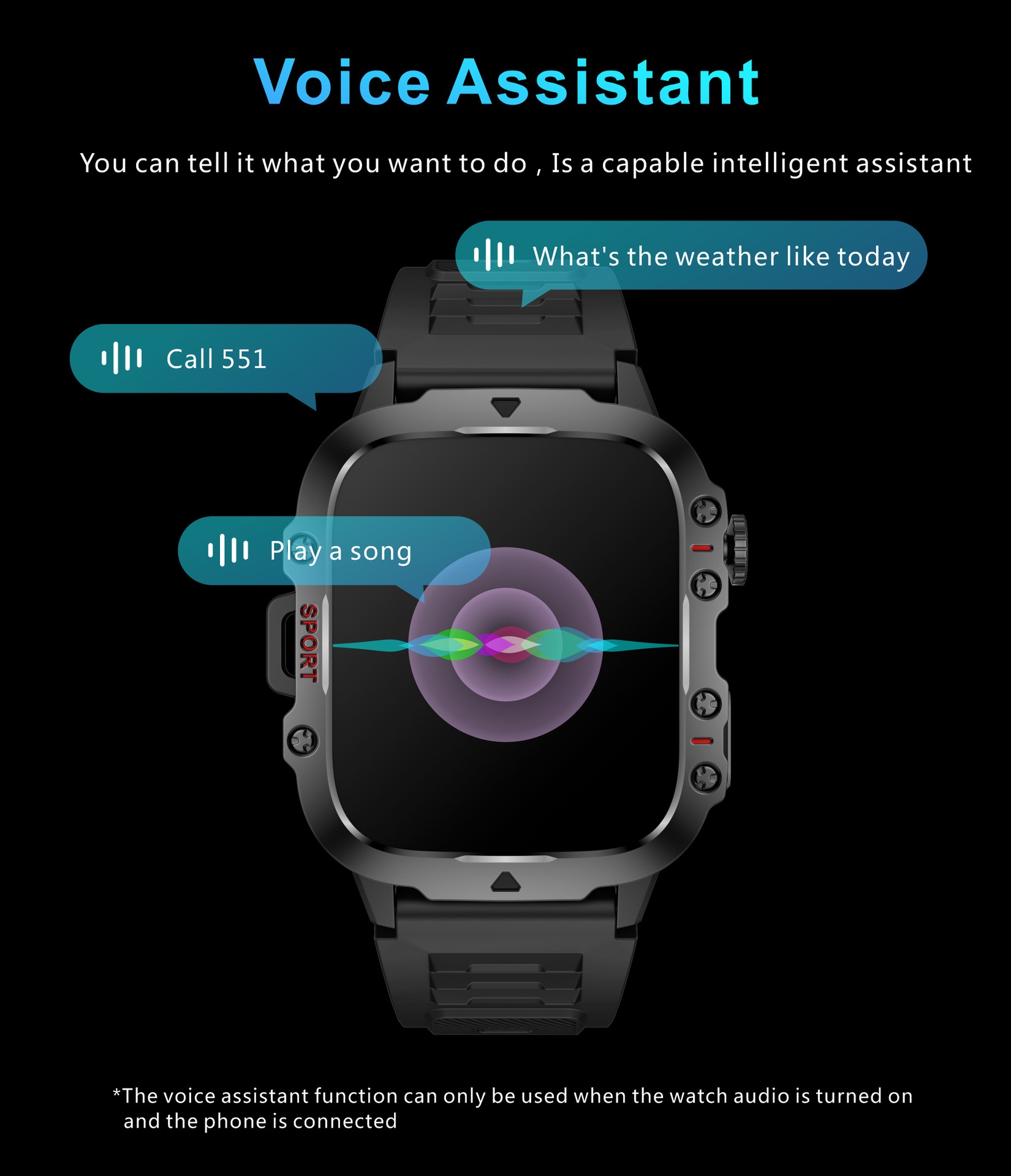 QX11 Rugged Smart Watch with Square Display, GPS & Bluetooth Calling