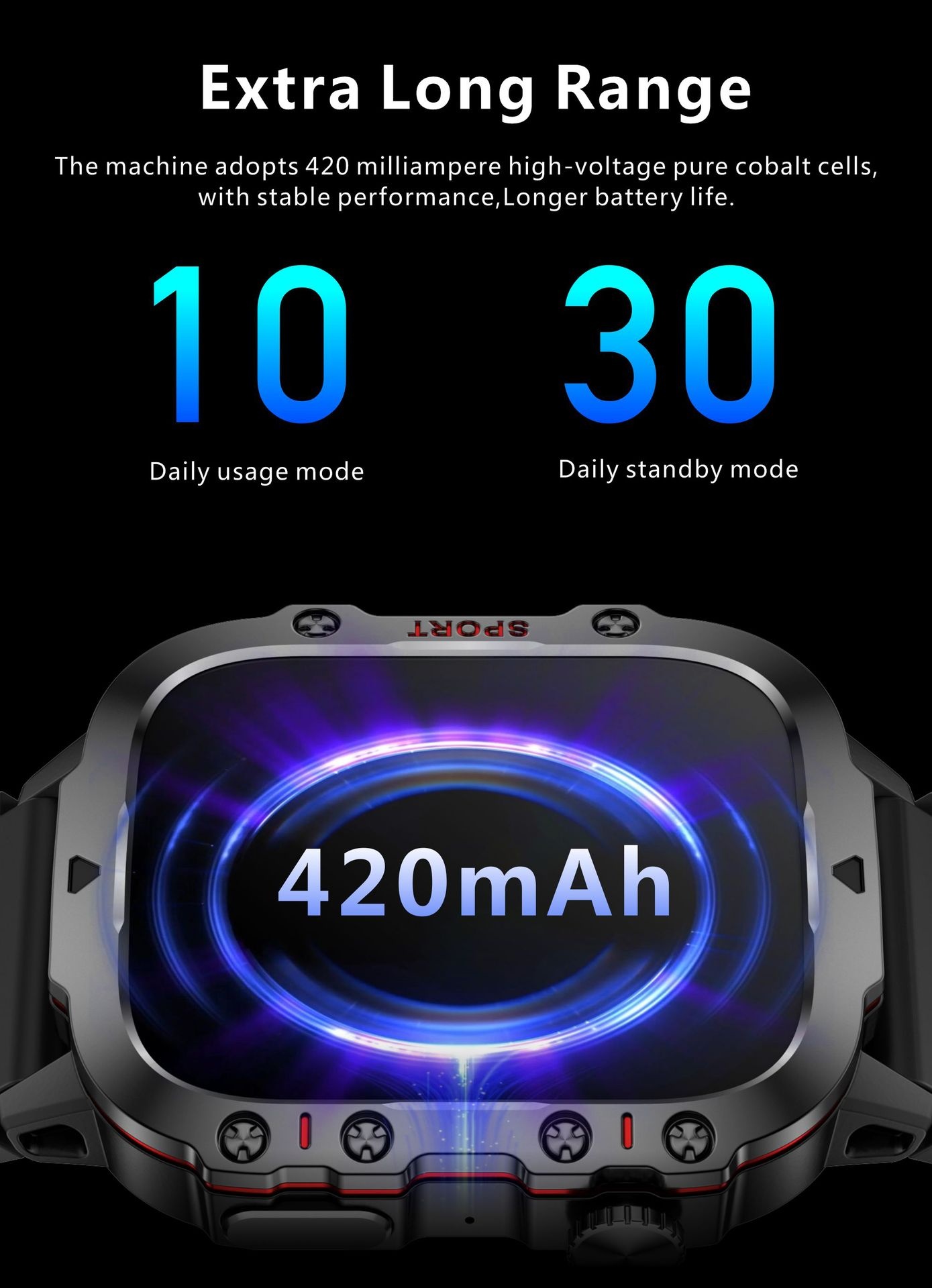 QX11 Rugged Smart Watch with Square Display, GPS & Bluetooth Calling