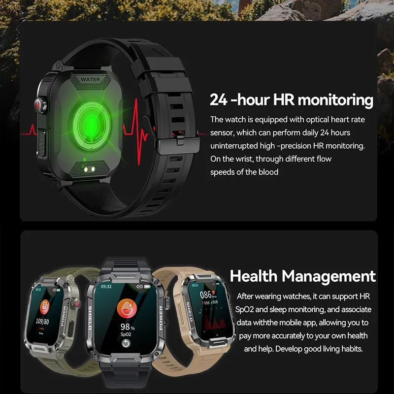 MK66 Rugged Smart Watch with 1.85" HD Screen & Bluetooth Calling