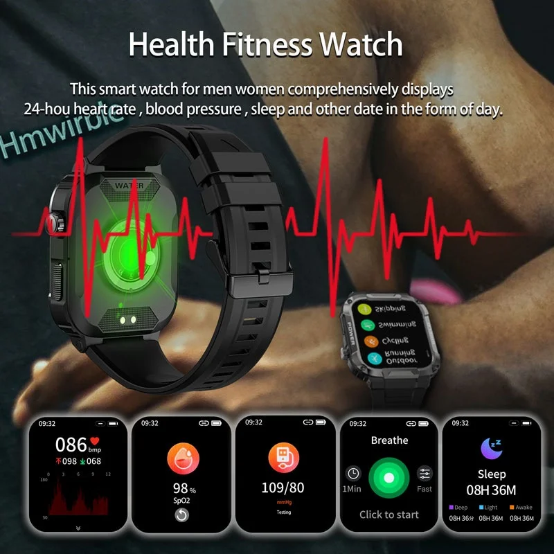 MK66 Rugged Smart Watch with 1.85" HD Screen & Bluetooth Calling