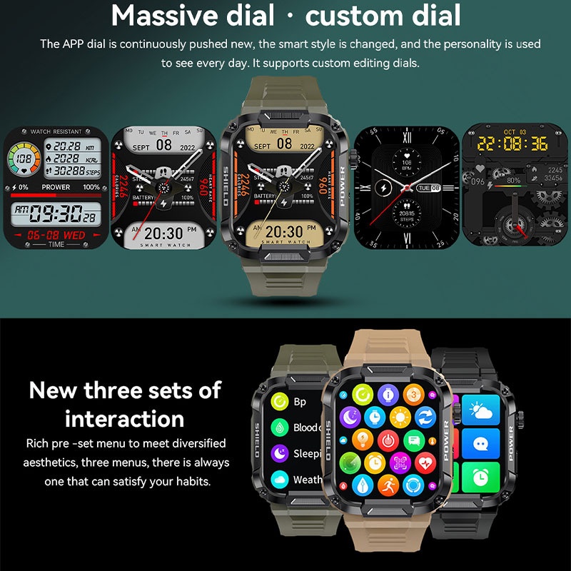 MK66 Rugged Smart Watch with 1.85" HD Screen & Bluetooth Calling