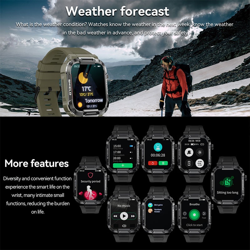 MK66 Rugged Smart Watch with 1.85" HD Screen & Bluetooth Calling