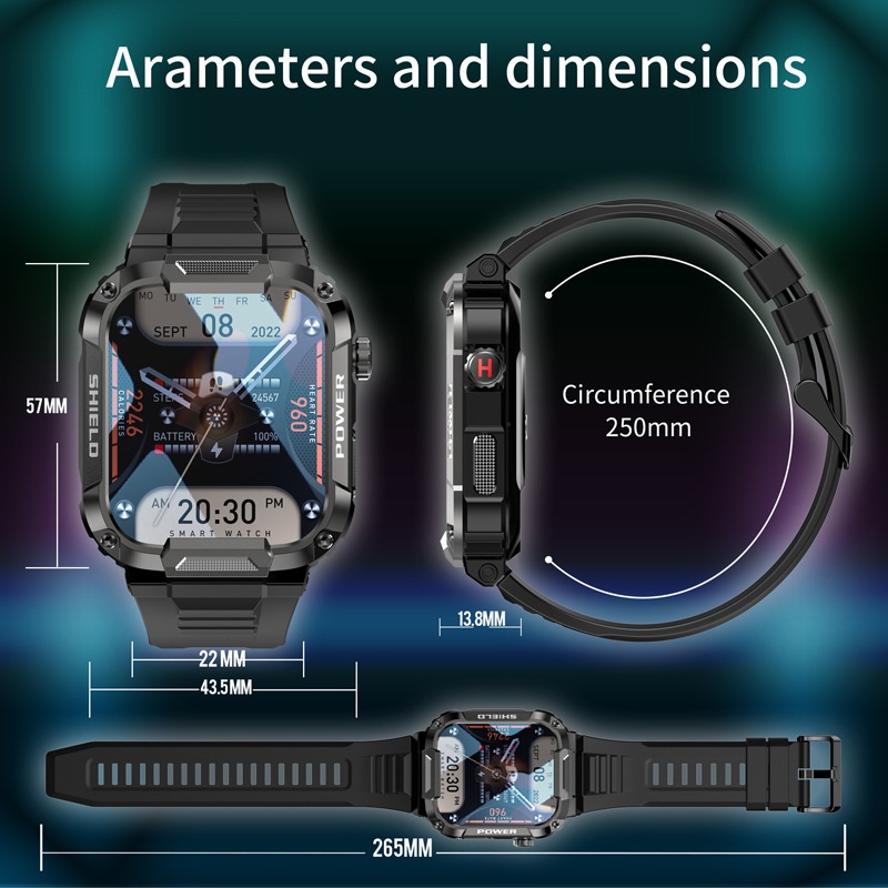 MK66 Rugged Smart Watch with 1.85" HD Screen & Bluetooth Calling
