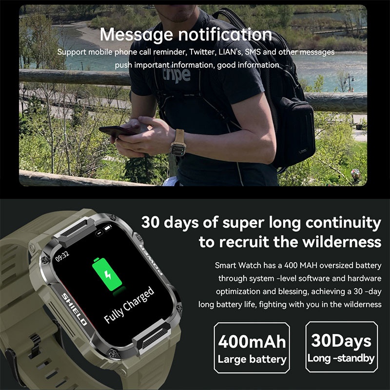 MK66 Rugged Smart Watch with 1.85" HD Screen & Bluetooth Calling