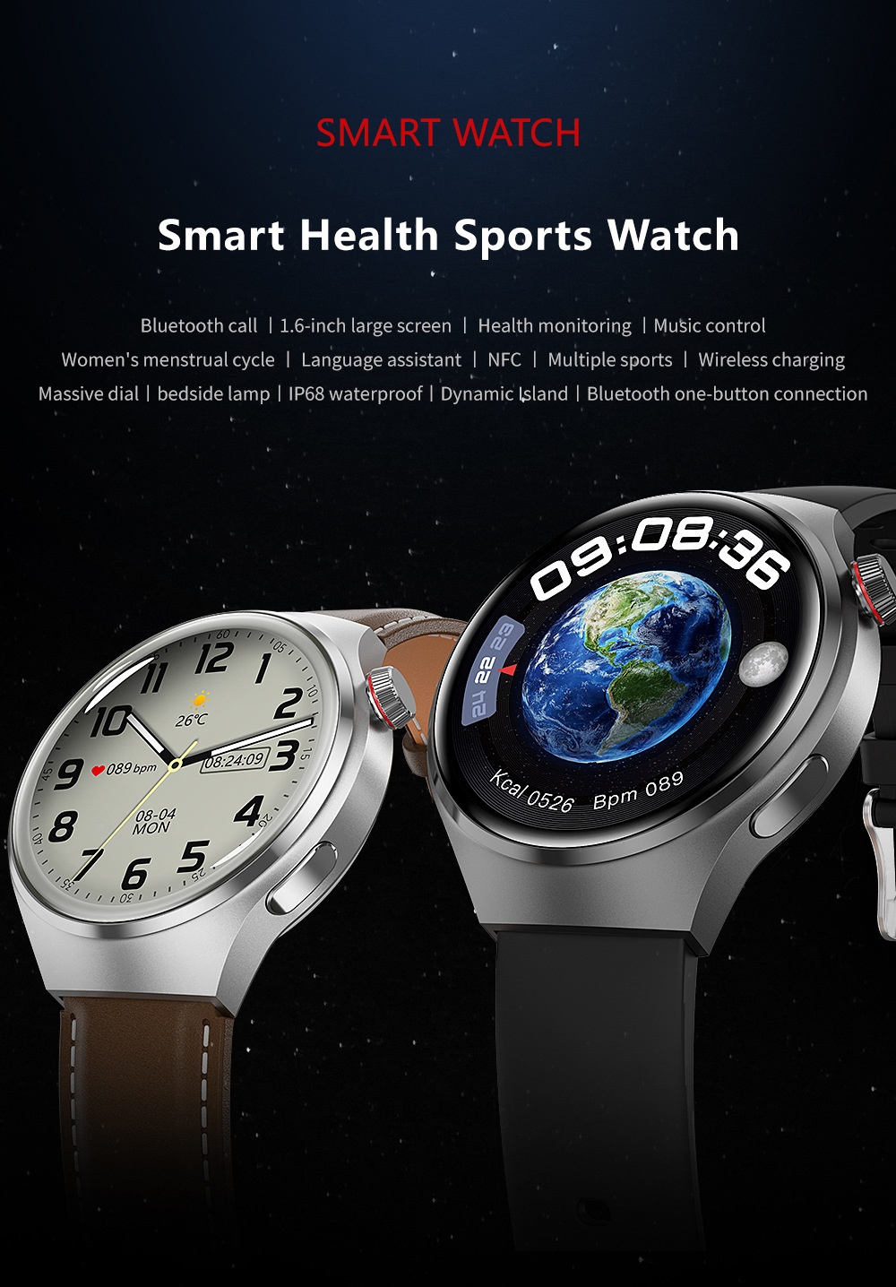 GT4 PRO Smartwatch mit rundem HD-Display, GPS, NFC und Bluetooth-Anruffunktion