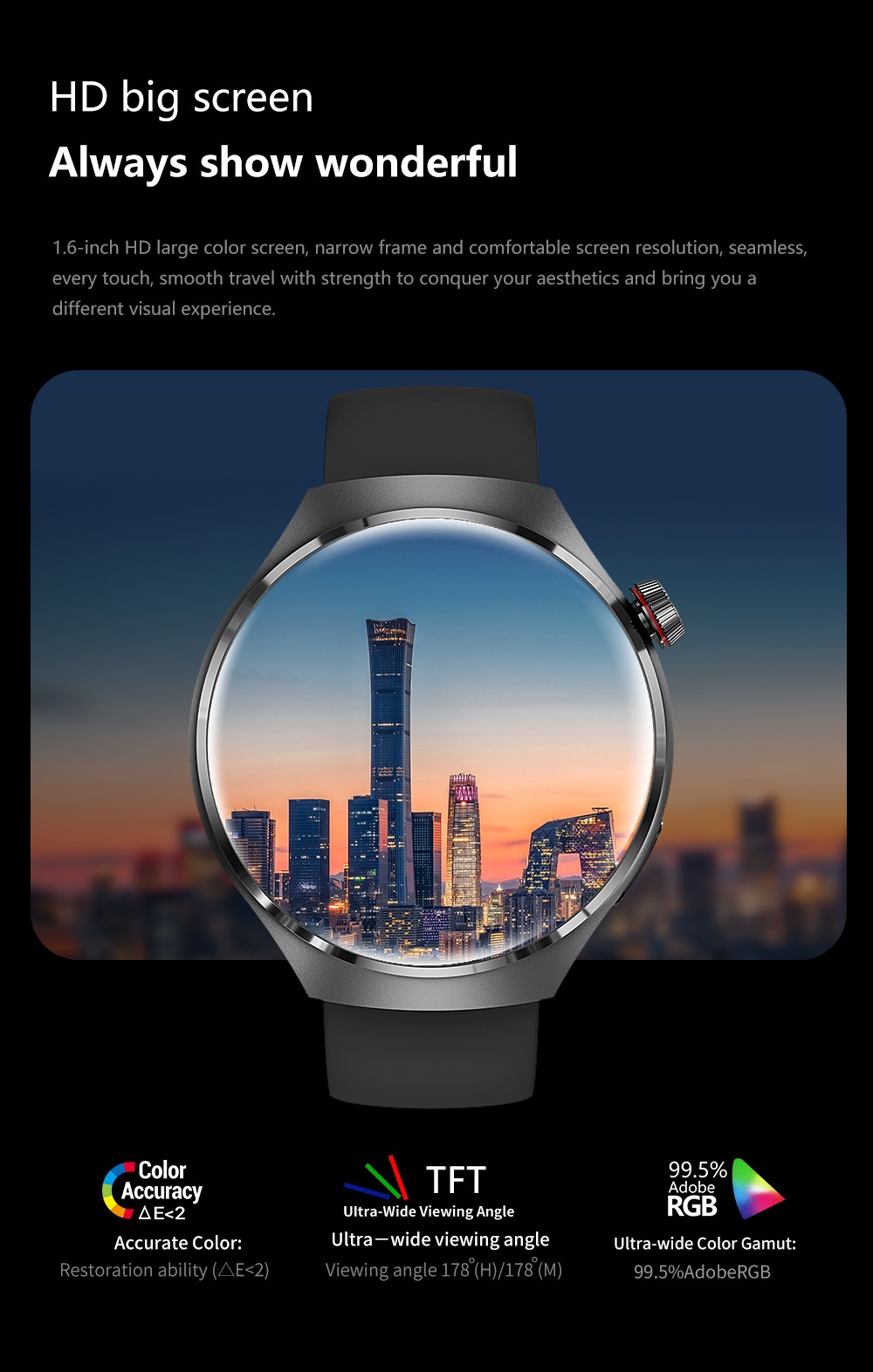 GT4 PRO Smartwatch mit rundem HD-Display, GPS, NFC und Bluetooth-Anruffunktion