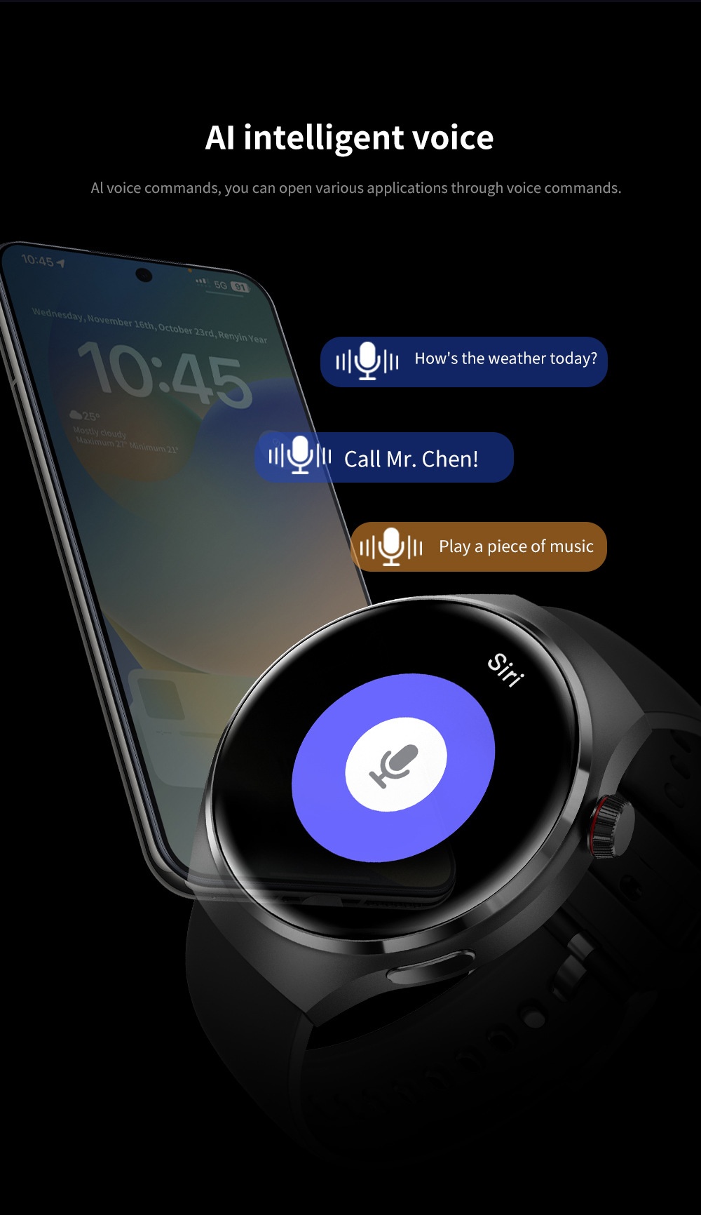 GT4 PRO Smartwatch mit rundem HD-Display, GPS, NFC und Bluetooth-Anruffunktion