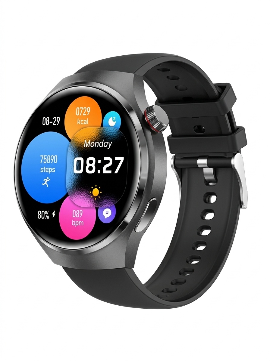 GT4 PRO Smartwatch mit rundem HD-Display, GPS, NFC und Bluetooth-Anruffunktion