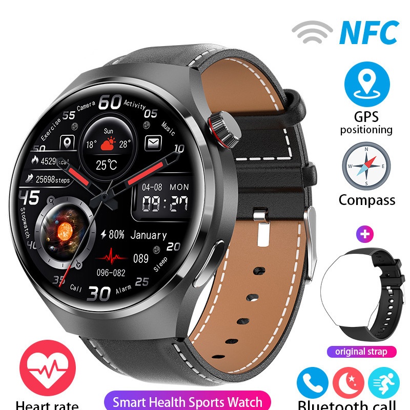 GT4 PRO Smartwatch mit rundem HD-Display, GPS, NFC und Bluetooth-Anruffunktion
