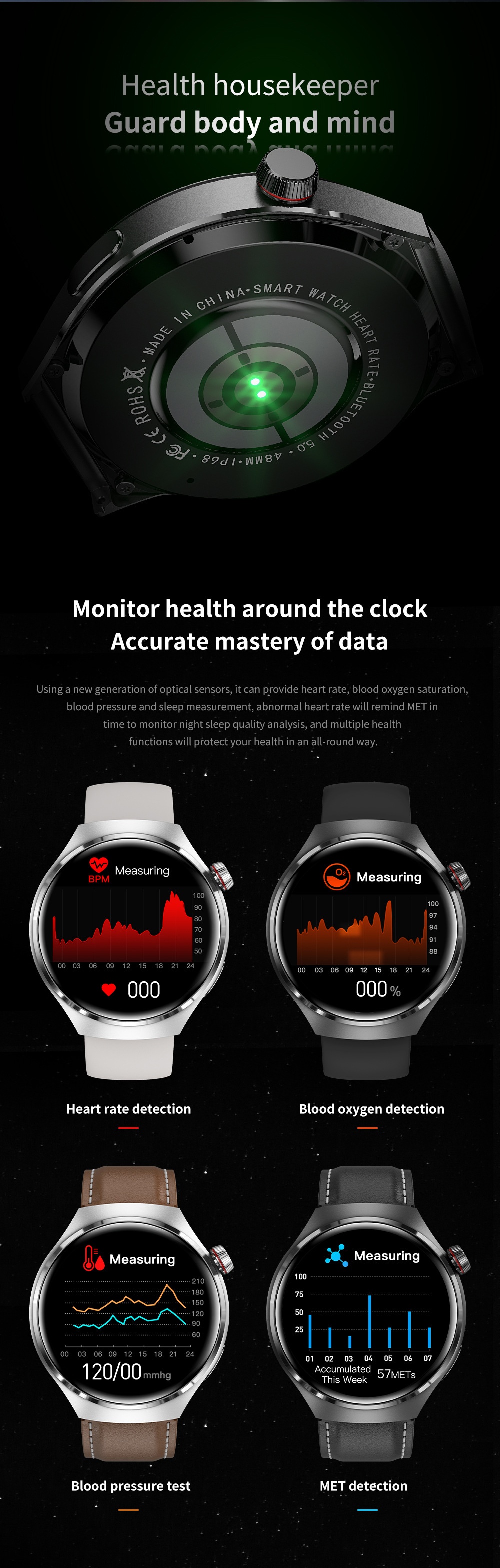 GT4 PRO Smartwatch mit rundem HD-Display, GPS, NFC und Bluetooth-Anruffunktion