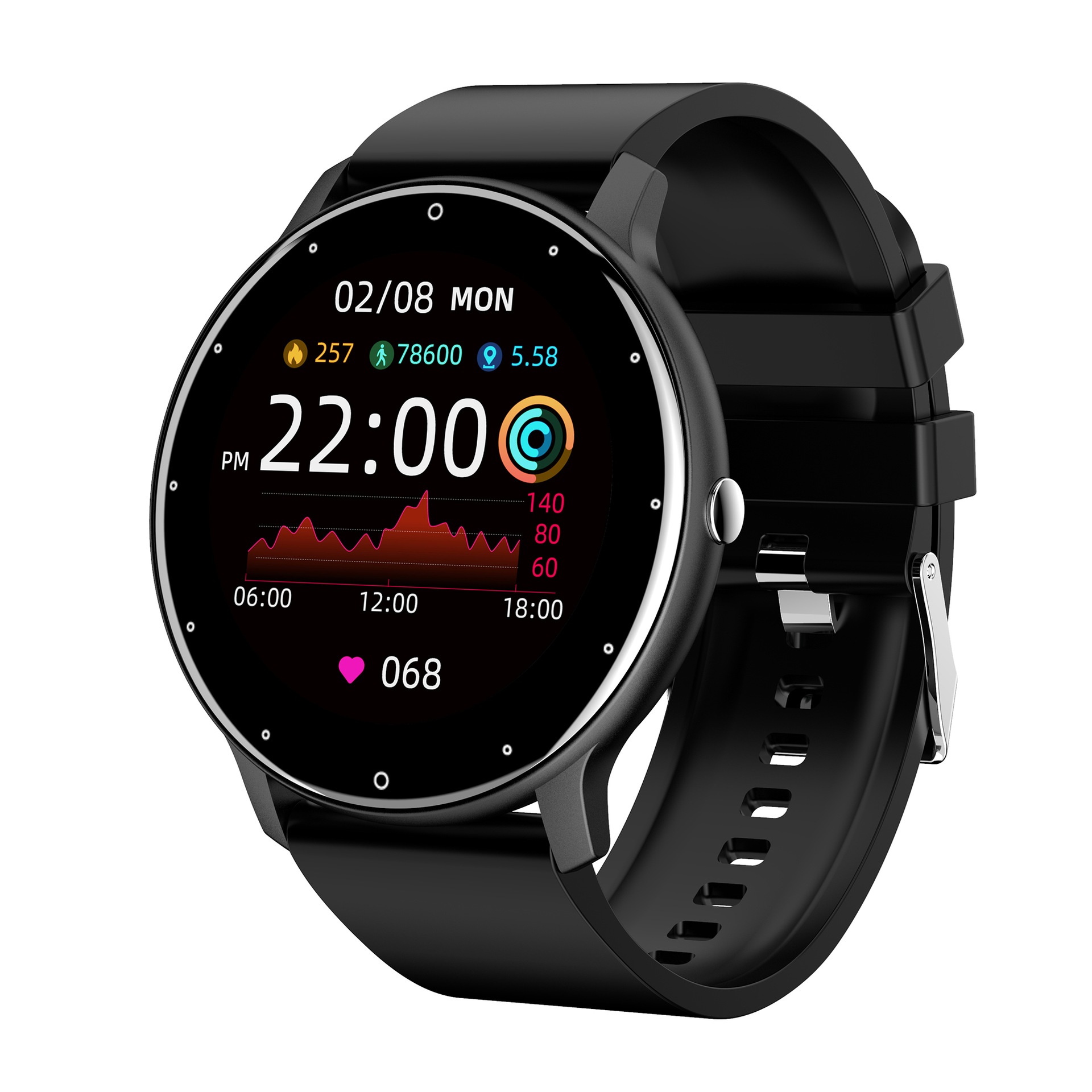 ZL02D Smart Watch with Round Display, Sleep & Health Fitness Tracker