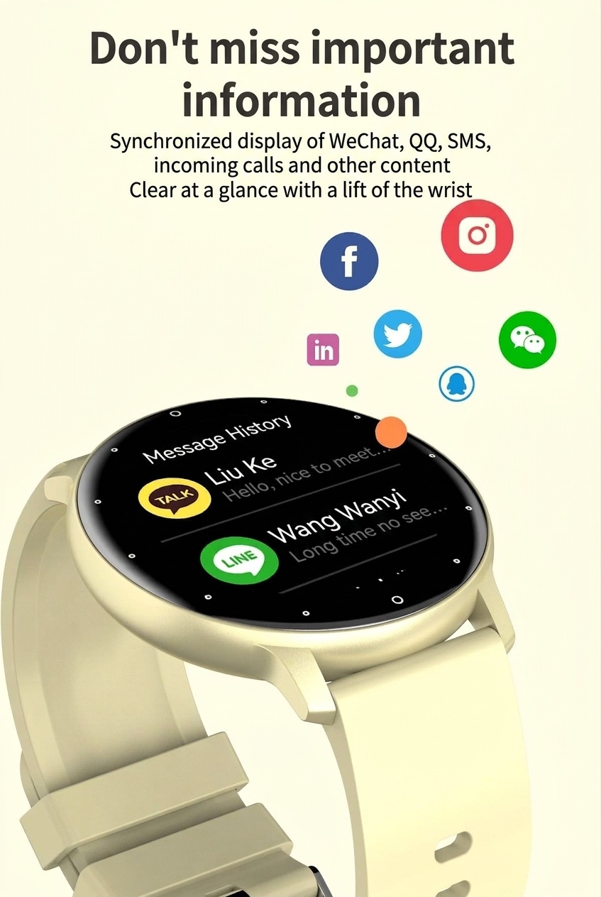 ZL02D Smart Watch with Round Display, Sleep & Health Fitness Tracker