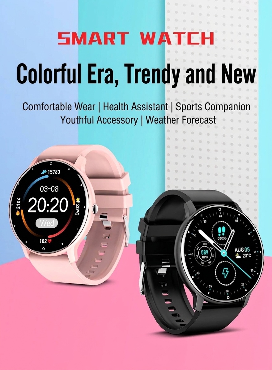ZL02D Smart Watch with Round Display, Sleep & Health Fitness Tracker