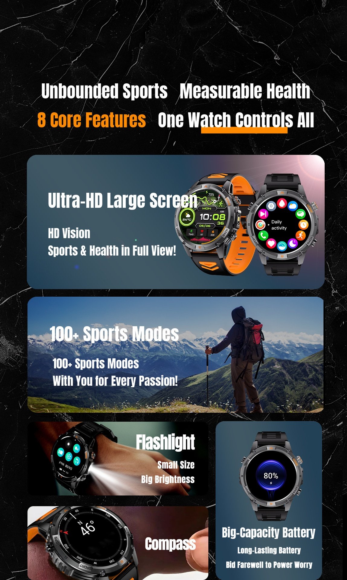 T-REX 3 PRO GPS-Smartwatch mit 1,46"-AMOLED-Display und Bluetooth-Anruffunktion