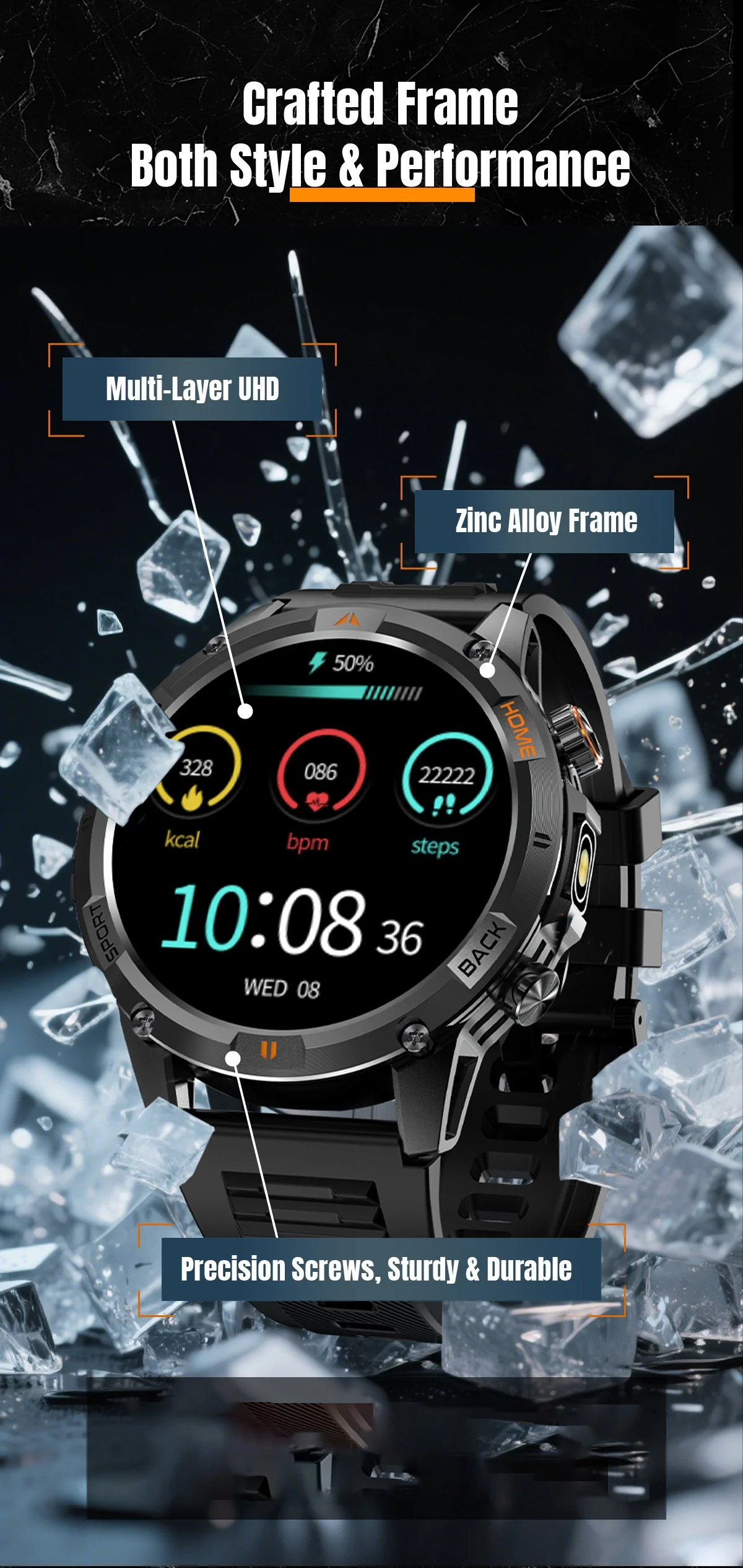 T-REX 3 PRO GPS-Smartwatch mit 1,46"-AMOLED-Display und Bluetooth-Anruffunktion