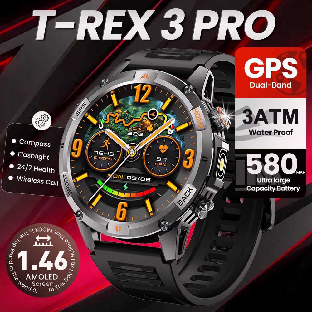 T-REX 3 PRO GPS-Smartwatch mit 1,46"-AMOLED-Display und Bluetooth-Anruffunktion