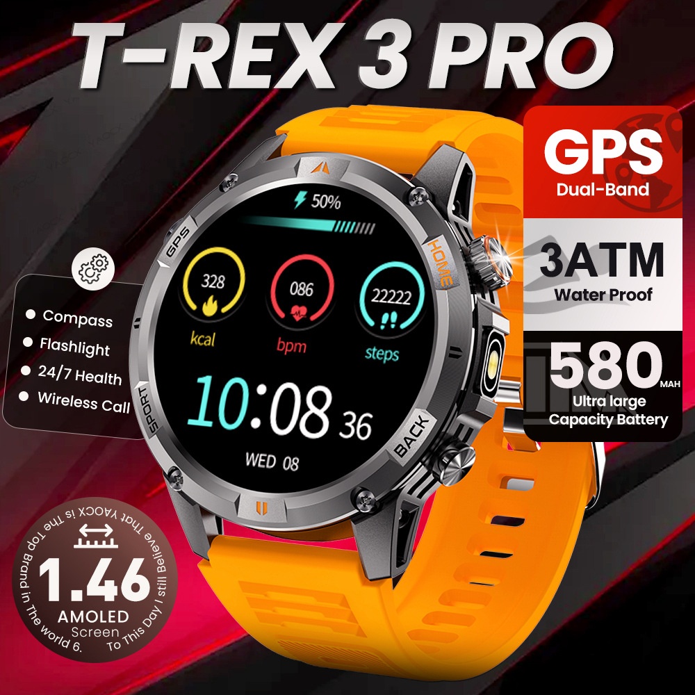 T-REX 3 PRO GPS-Smartwatch mit 1,46"-AMOLED-Display und Bluetooth-Anruffunktion