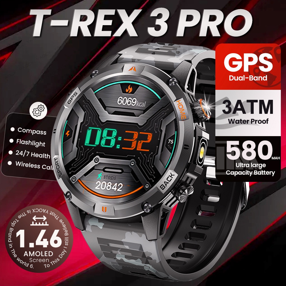 T-REX 3 PRO GPS-Smartwatch mit 1,46"-AMOLED-Display und Bluetooth-Anruffunktion