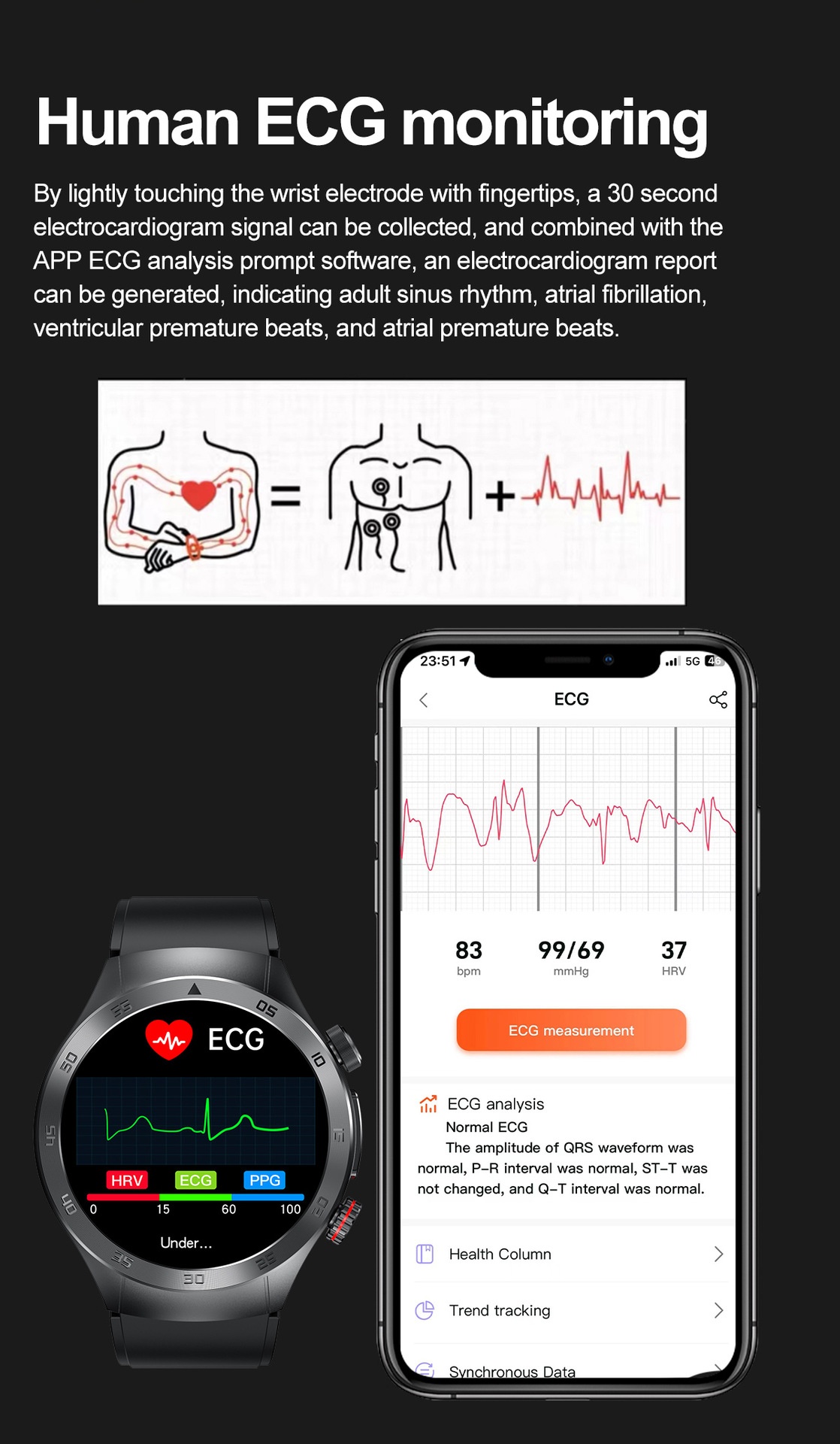 E800 Smart Watch with AMOLED Screen, ECG, Laser Therapy & Bluetooth Calling