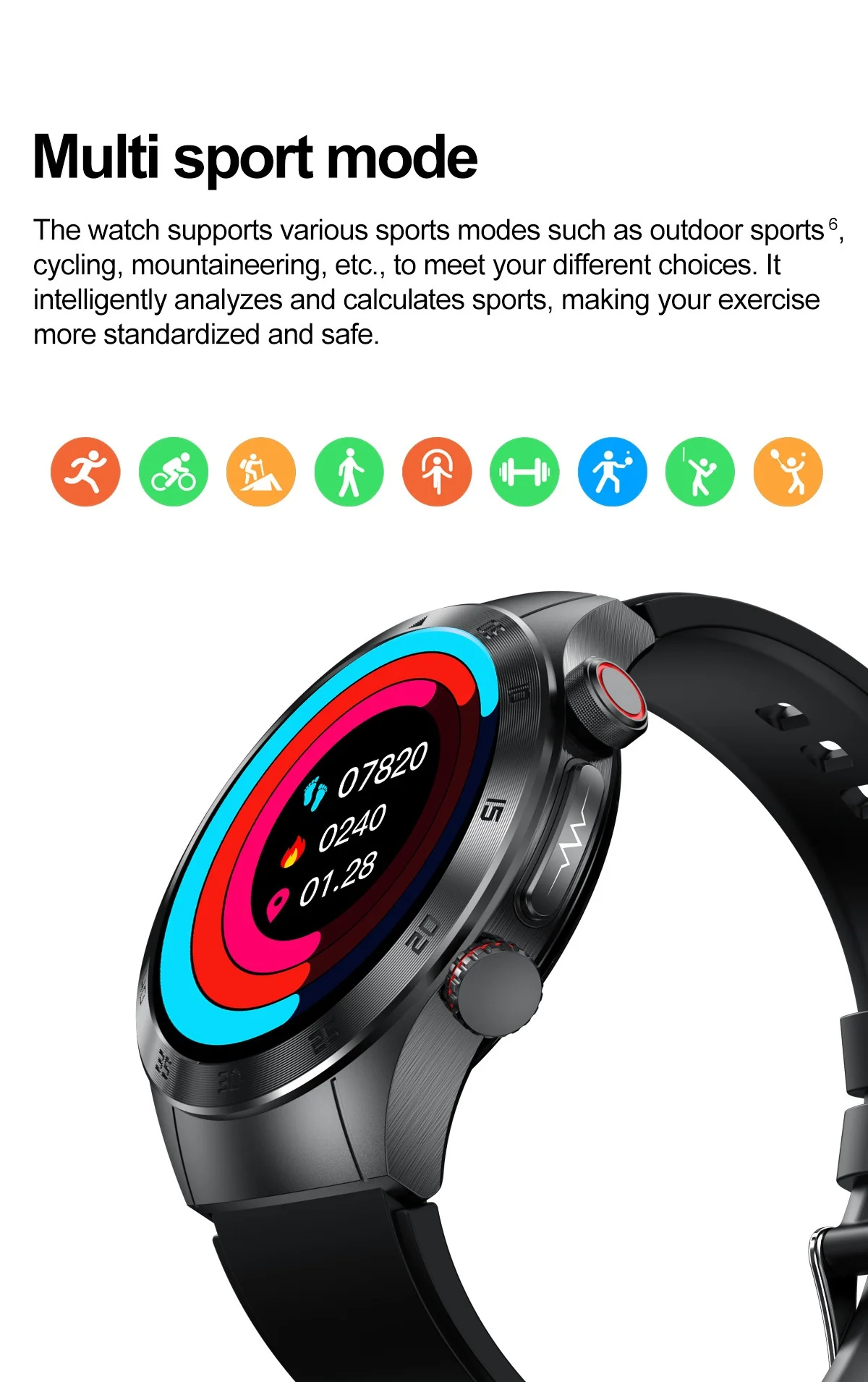E800 Smart Watch with AMOLED Screen, ECG, Laser Therapy & Bluetooth Calling